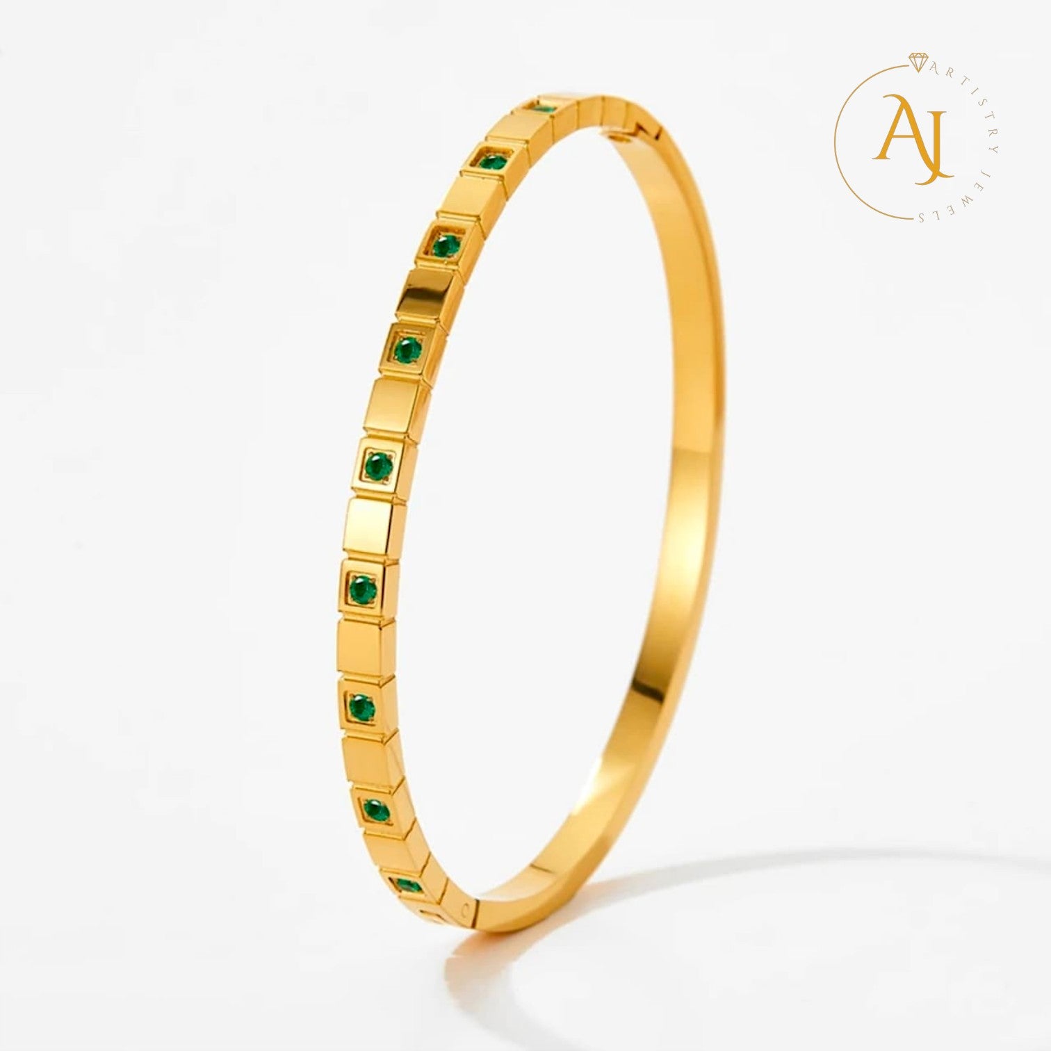 Emerald Grid Bangle