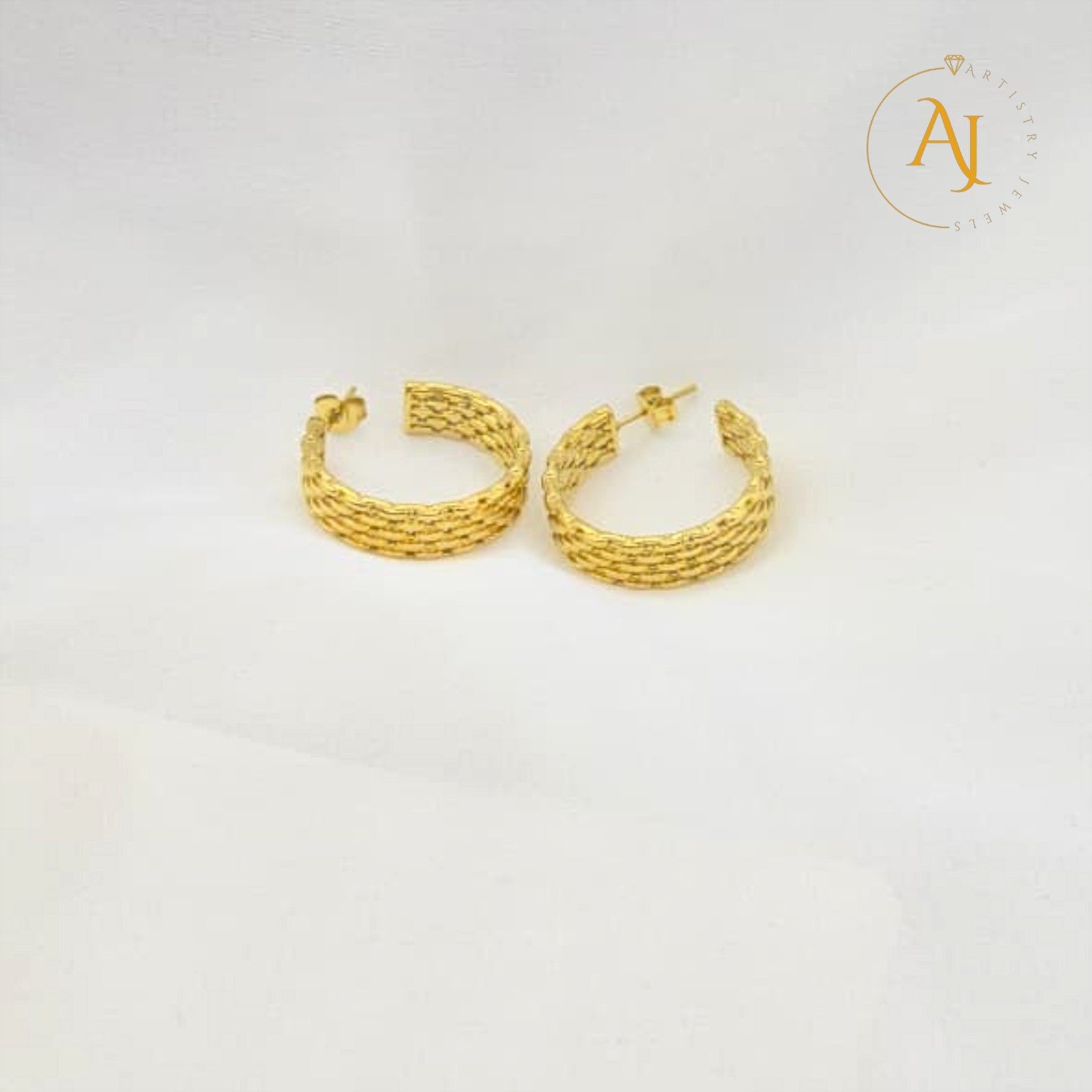 Golden Weave Hoops