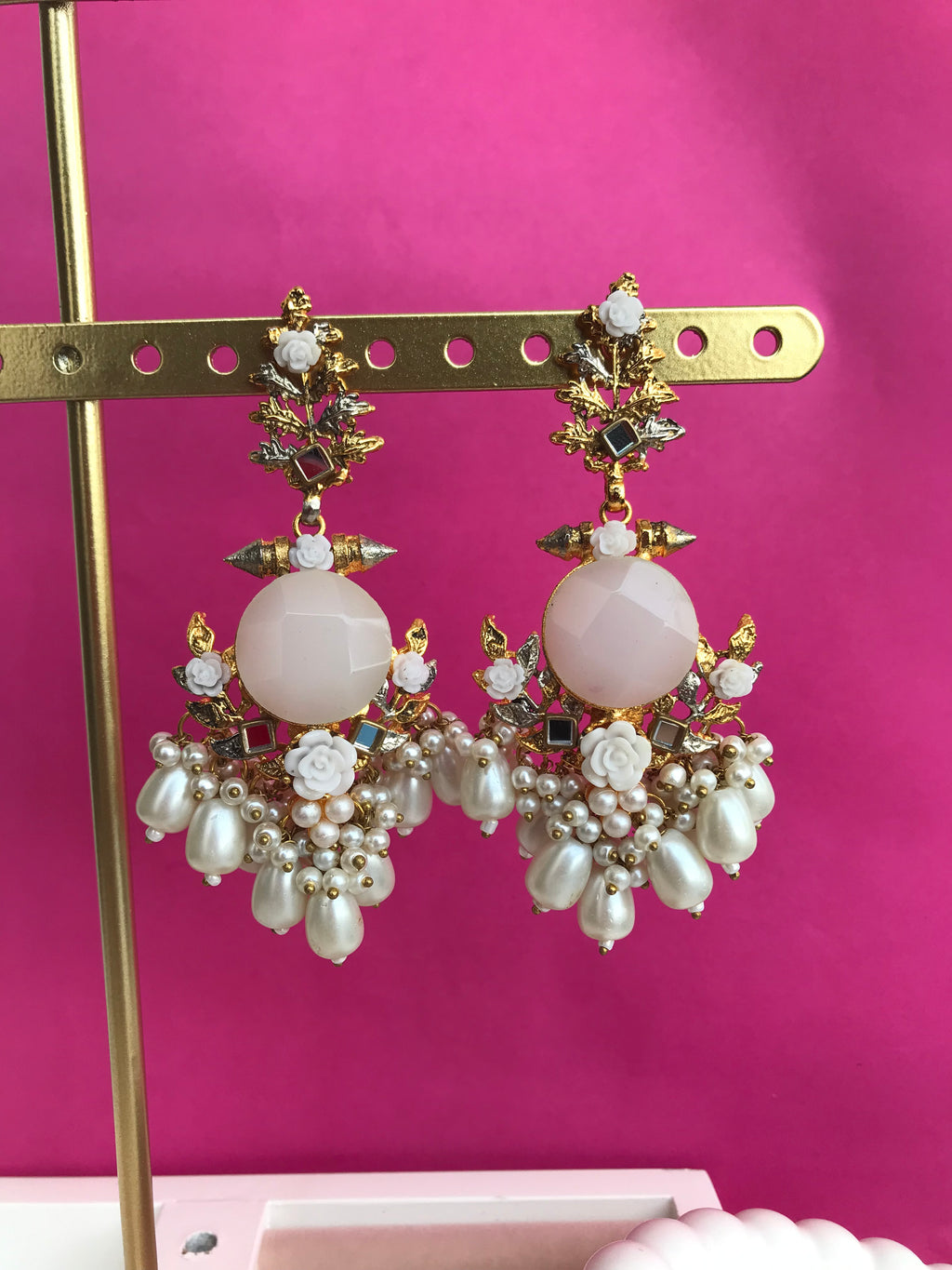 Doublet Stone Long Earrings