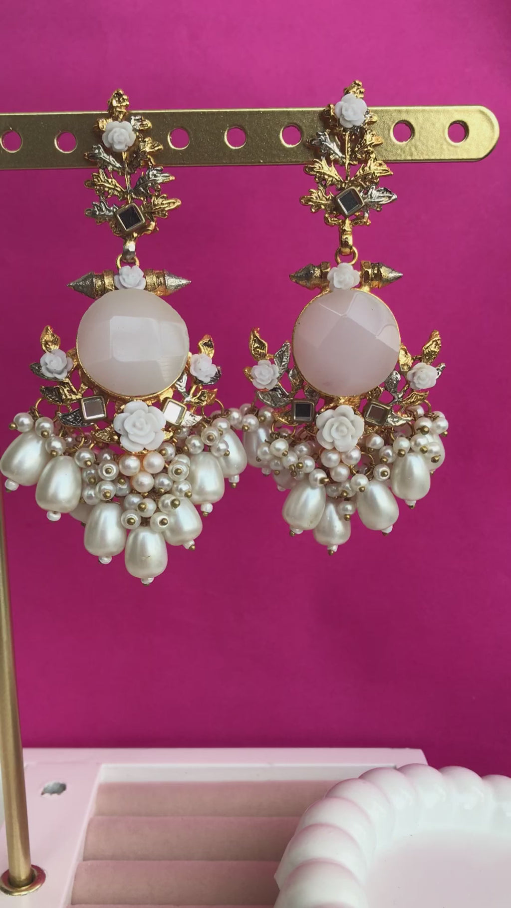 Doublet Stone Long Earrings